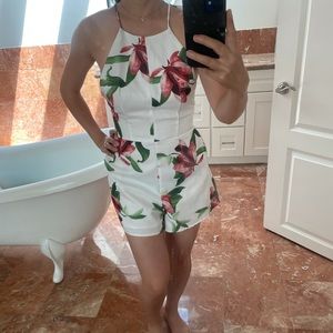 Floral white romper